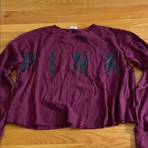 maroon long sleeve waffle shirt